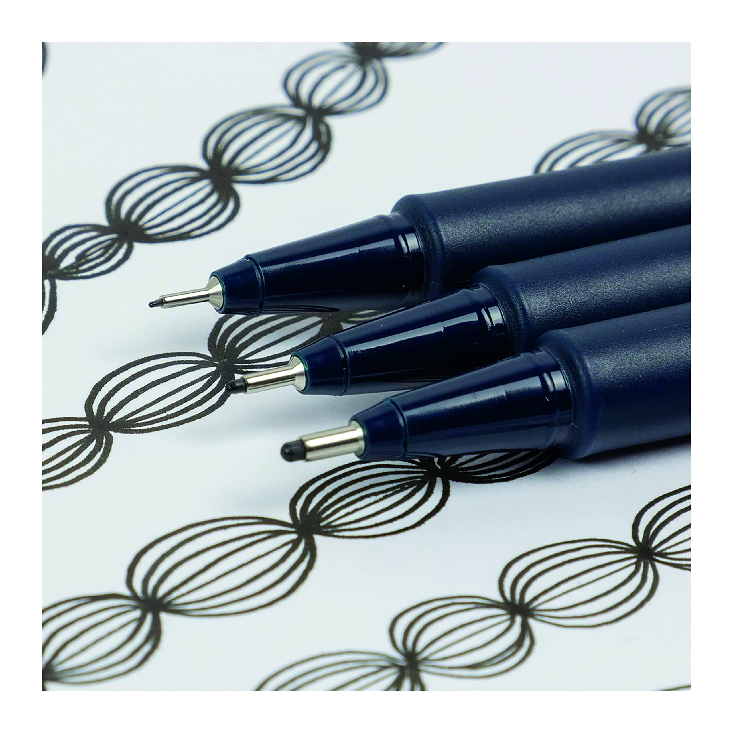 Schneider Pictus Fineliner Geldbörse, 8 Stück, verschiedene Größen, schwarze Tinte (197598)