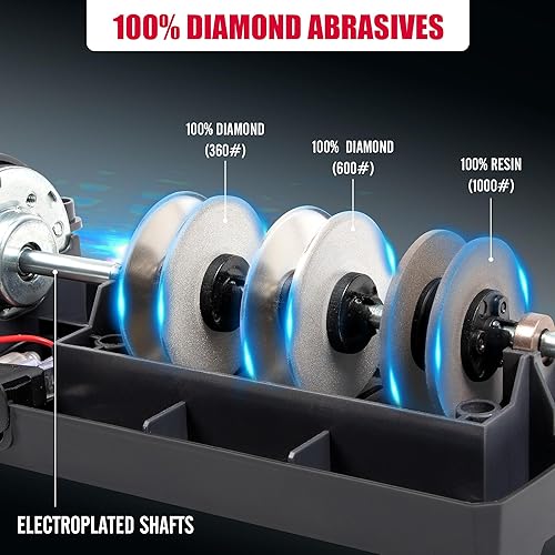 Miniatura 4 de BLACKBADGE Afilador de cuchillos eléctrico, afiladores de cuchillos profesionales de 3 etapas con abrasivos de diamante para borde recto de 15