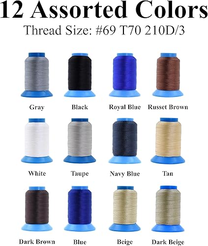 Miniatura 590 de Mandala Crafts Hilos de coser resistentes de nailon consolidado, hilo para tejer jeans de cuero, hilos de tapicería marina al aire libre, Beige