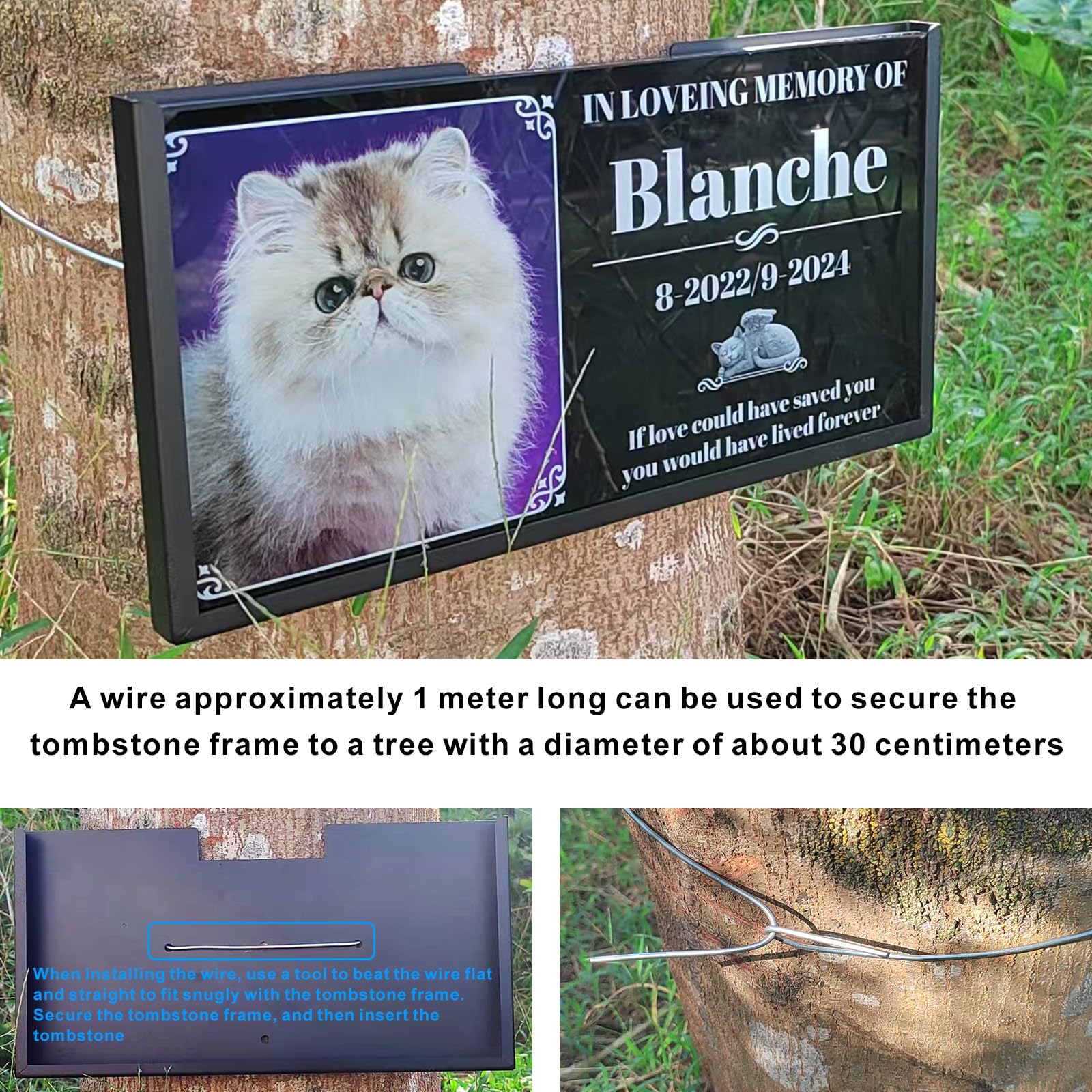 Supporto per lapide per cani e gatti, 30 x 15 cm, pietra tombale in ferro, per animali domestici, pietra commemorativa per persone care e animali domestici, per funerali