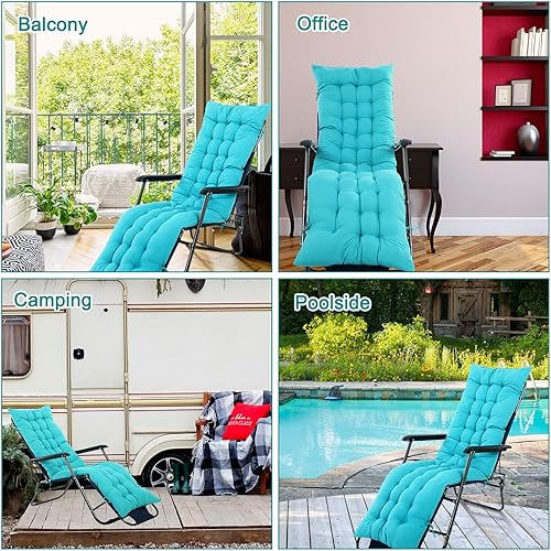 Miniatura 7 de Cojines suaves de 67 x 19 pulgadas, para silla de sala de estar, sofá, césped, muebles de césped, con 6 lazos para exteriores, interiores, patio,