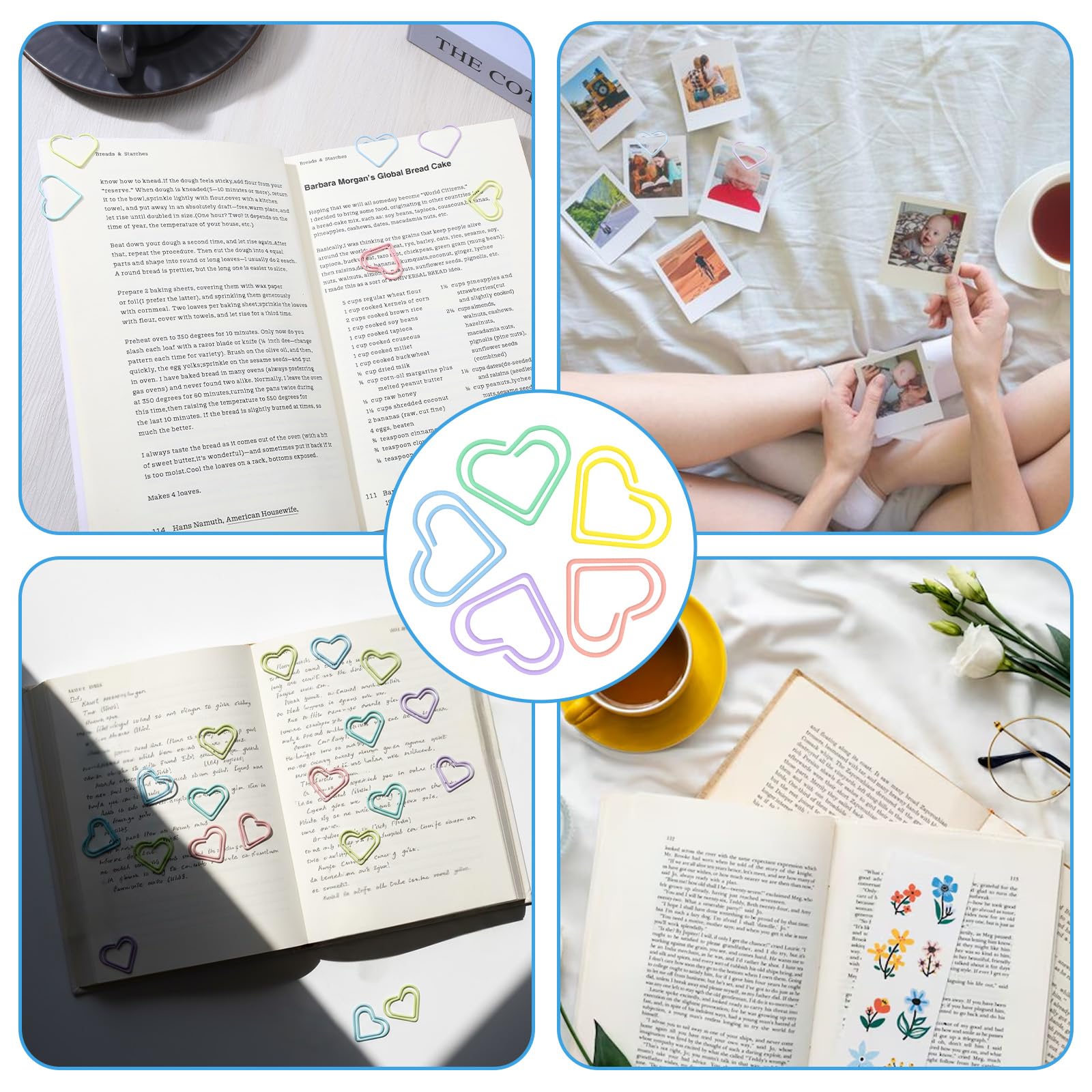 100 szt. spinaczy do papieru w kształcie serca, kolorowe, metalowe, urocze, wielokolorowe, małe, w kształcie miłości, do biura, szkoły, projektów DIY (fioletowy, różowy, niebieski, zielony, żółty)
