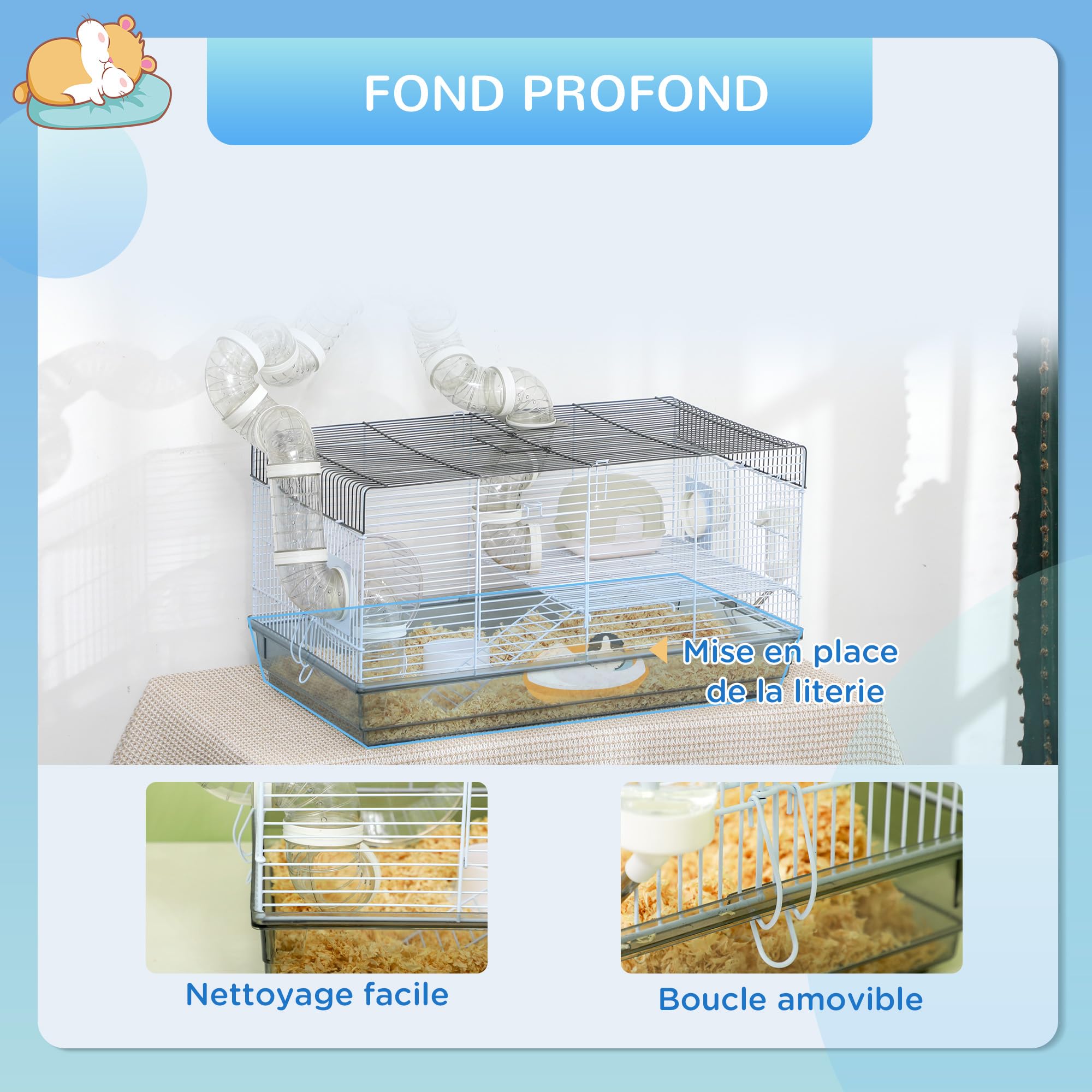 PawHut Käfig Für Hamster, Mäuse, Kleine Tiere, Nagetiere