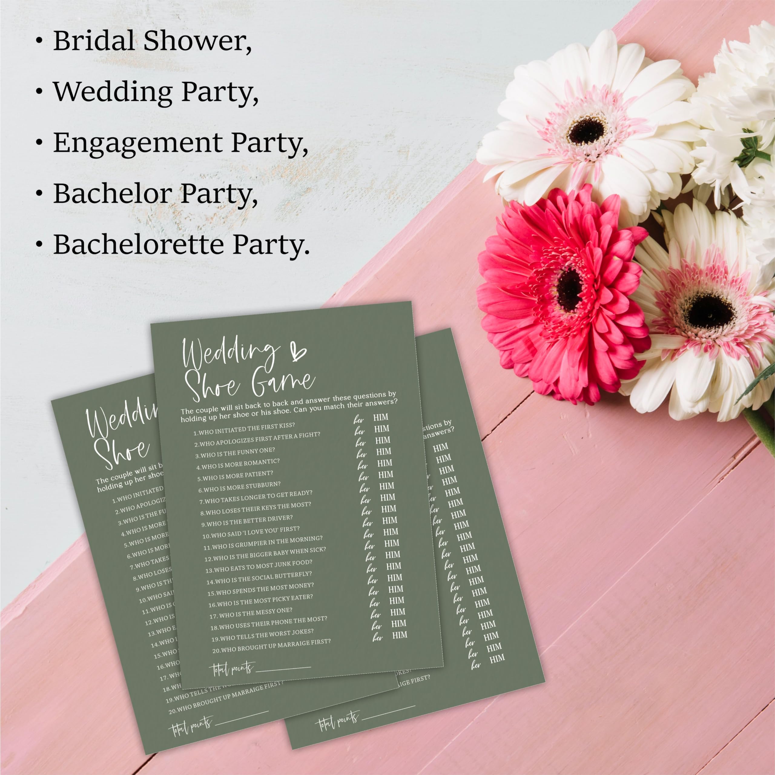 EXW Bridal Shower Advice Cards - Minimalist Green Party Game (30pcs) - View #7