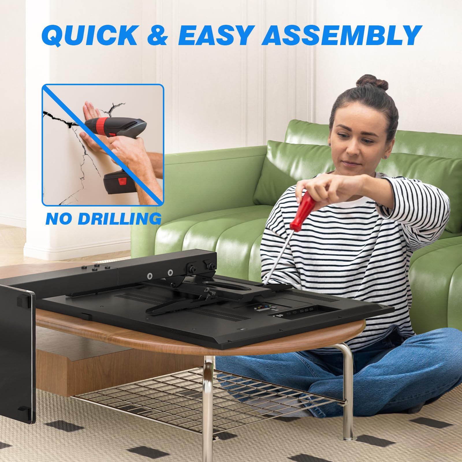 Rfiver Supporto universale girevole per TV da tavolo per TV LCD da 37 a 65,70,75 pollici fino a 49,9 kg - Supporto centrale regolabile in altezza con base in vetro temperato resistente