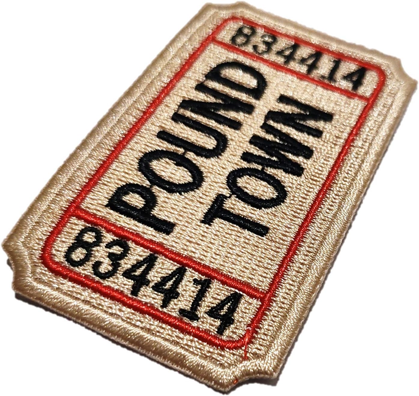 PatchClub Ticket to Pound Town Patch - Hook&Loop - Fully Embroidered, Beige - Funny Morale, Tactical, Military Patch - Perfect for Your Tactical Gear, Backpack, Cap, Vest