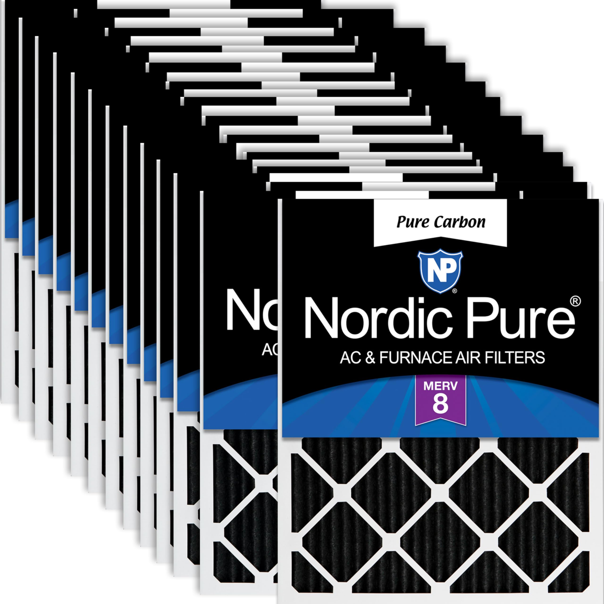 Nordic Pure 10x20x1 Pleated MERV 8 Pure Carbon Air Filters 24 Pack