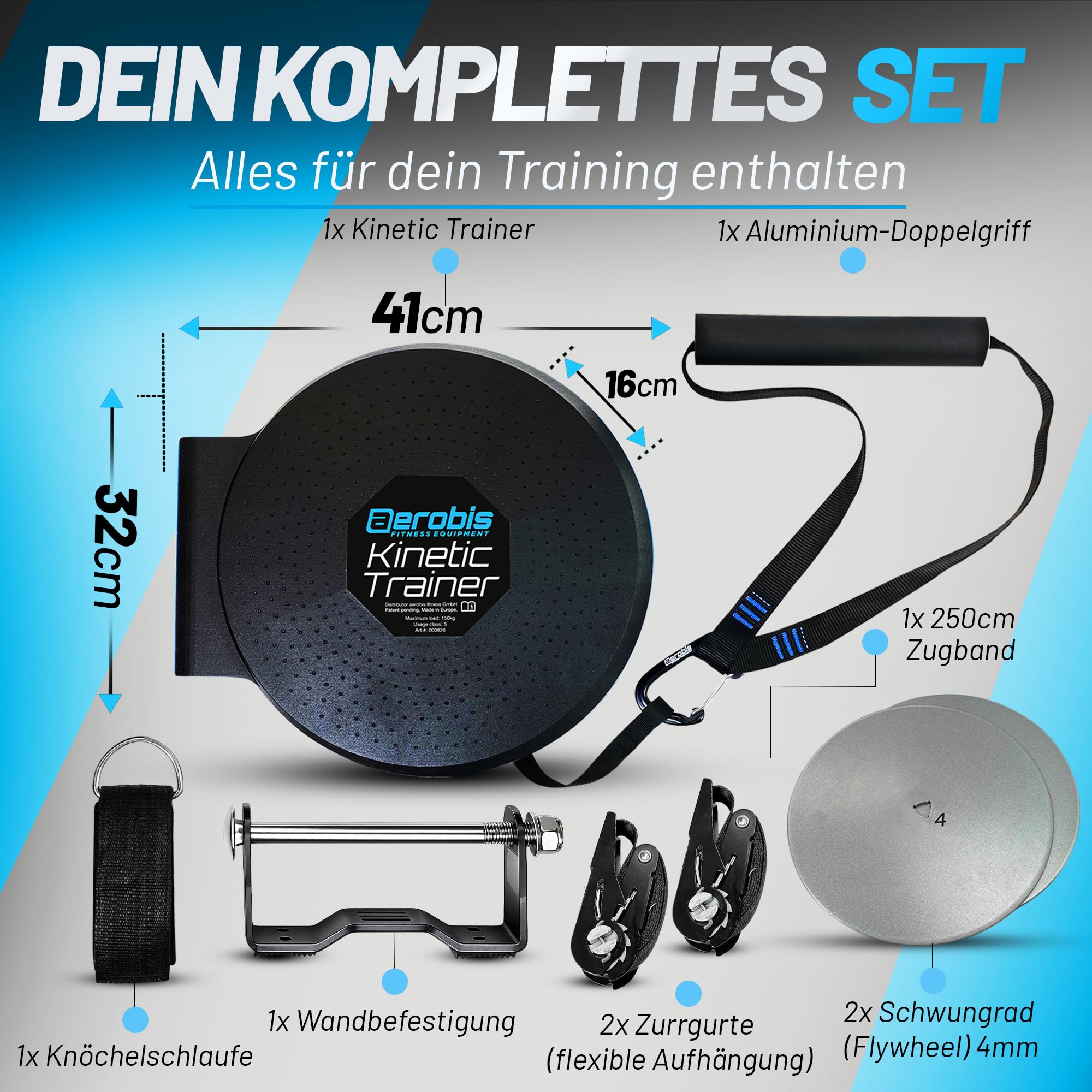 aerobis® Kinetic Trainer | Kinetic-Fitness-Set zum effektiven Kraft- & Muskelaufbau | Schwungrad-Trainings-Set für alle Muskeln | Exzentrisches Fitnesstraining