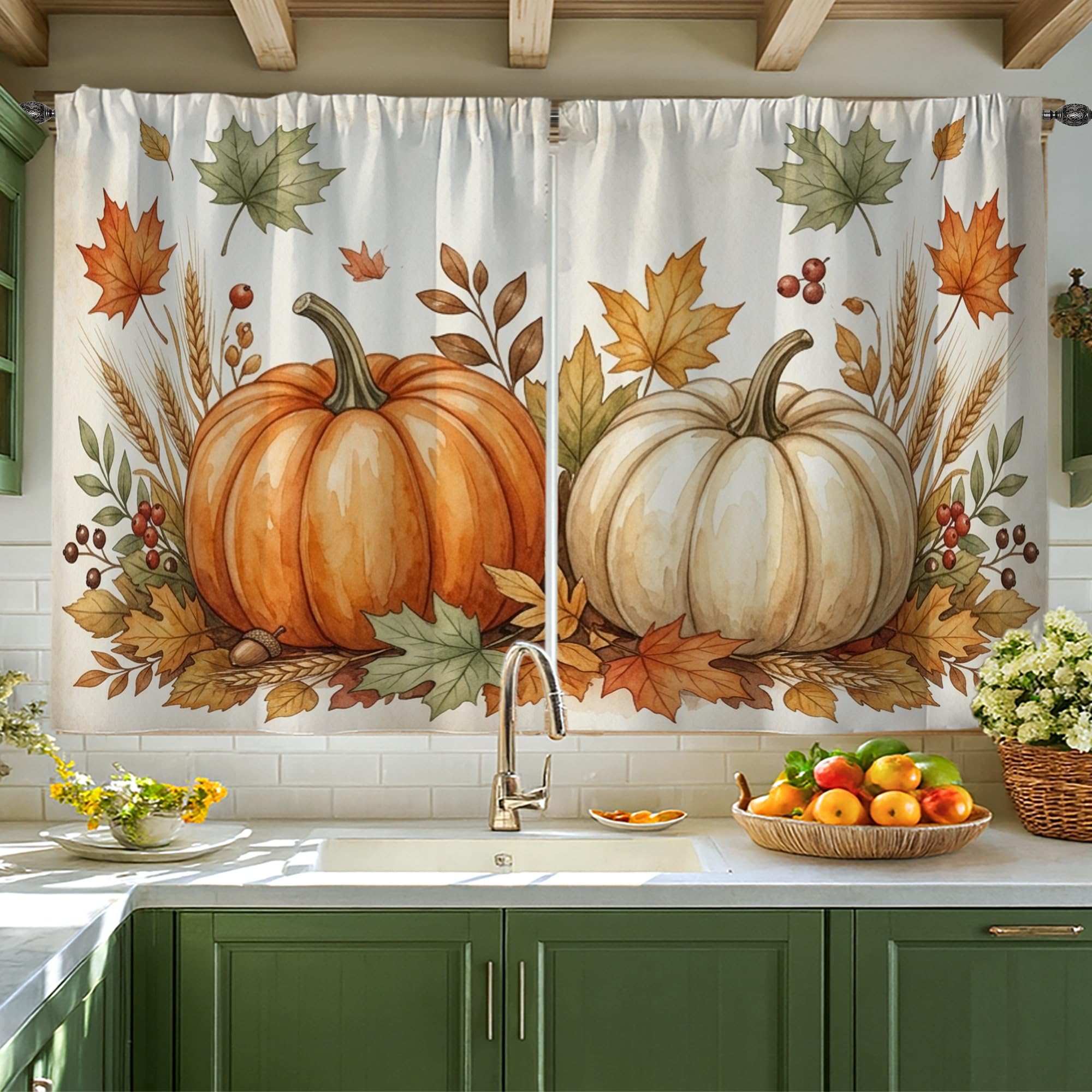 Rideaux de cuisine traditionnels feuilles de gland pour salle à manger