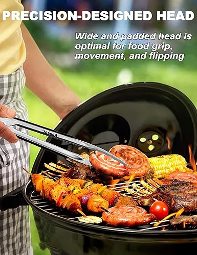 Miniatura 6 de Anaeat Juego de 2 Pinzas de Cocina de Acero Inoxidable Premium - Resorte Enrollado Resistente de 9" y 12" con Bloqueo, Pinzas para Alimentos con