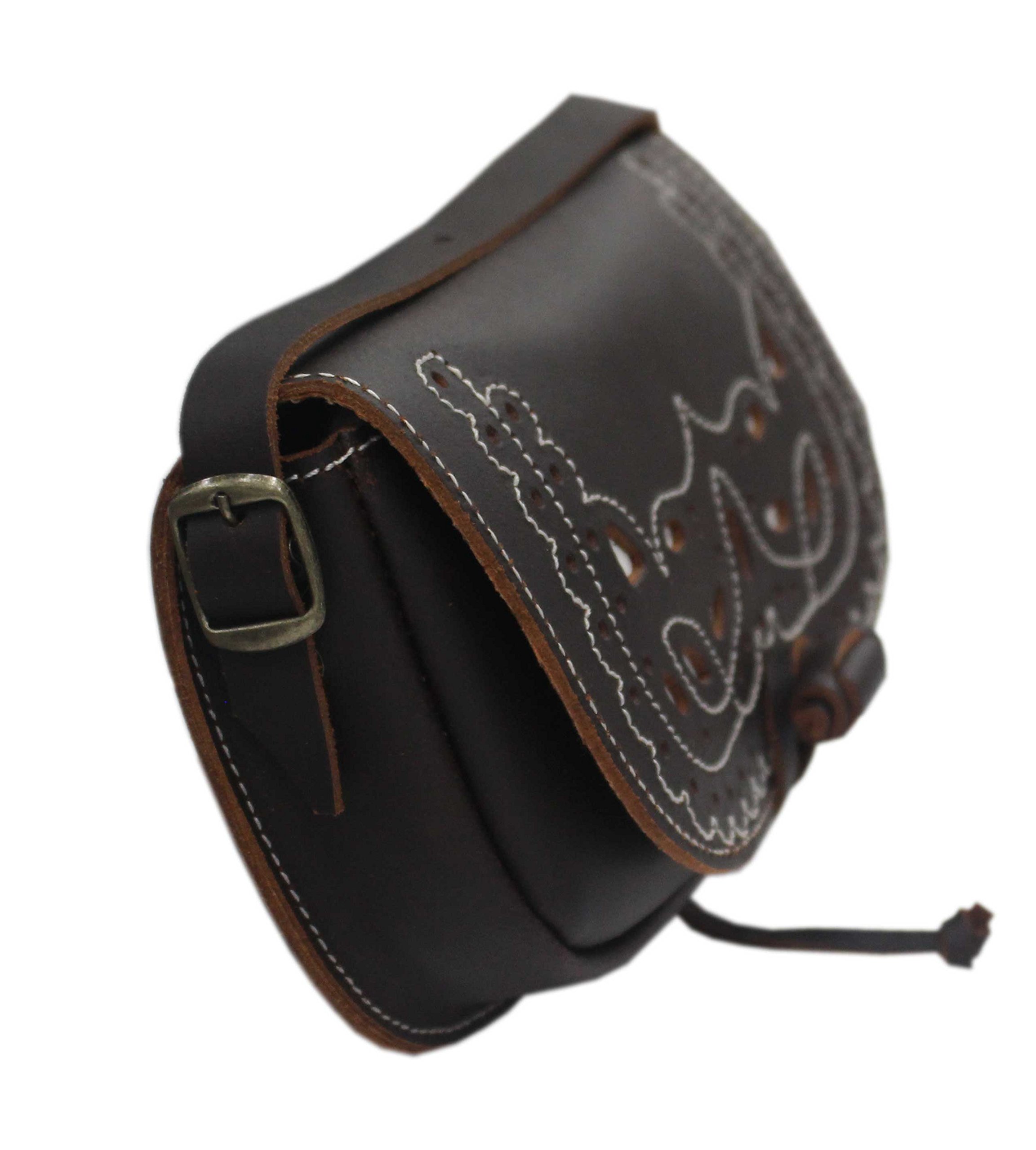 Marrón Chocolate, Bolso Bandolera en piel Ubrique convertible Riñonera de mide: 20x12x5cms. Diseño Bordado artesanal. Tamaño perfecto para llevar el movil, llaves, pañuelos.