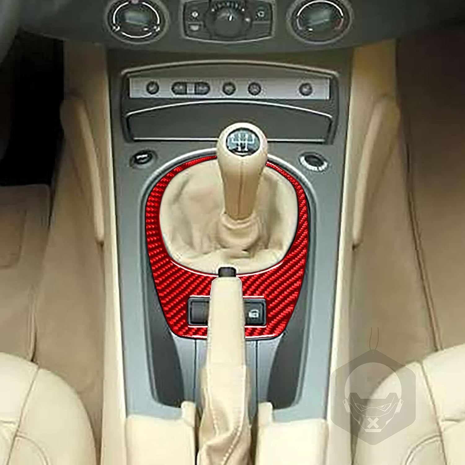 Carbon Fiber PC Vinyl Cover Trim Sticker Accessories Decoration Compatible with BMW Z4 E85 2003-2008. (Manual Gear Shift Dashboard Frame 20, Red)