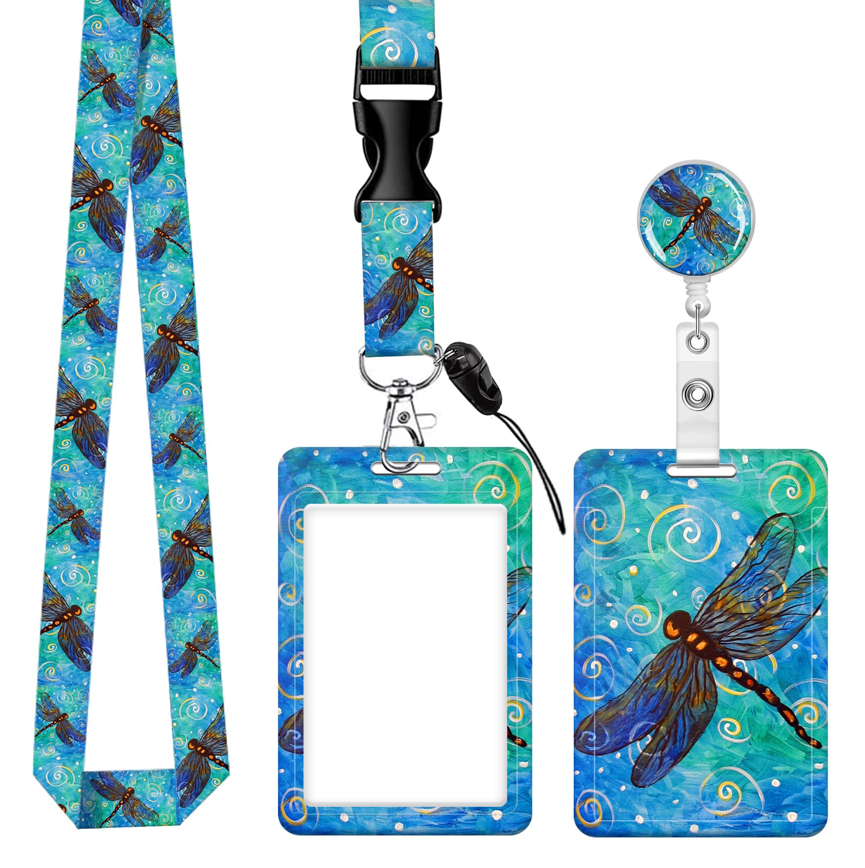 BLOCIT ID Badge Holder with Lanyard - Fashionable ID Card Holders with Retractable Lanyards - Soft Fiber Metal Clip Sturdy Buckle for Key Wallet -