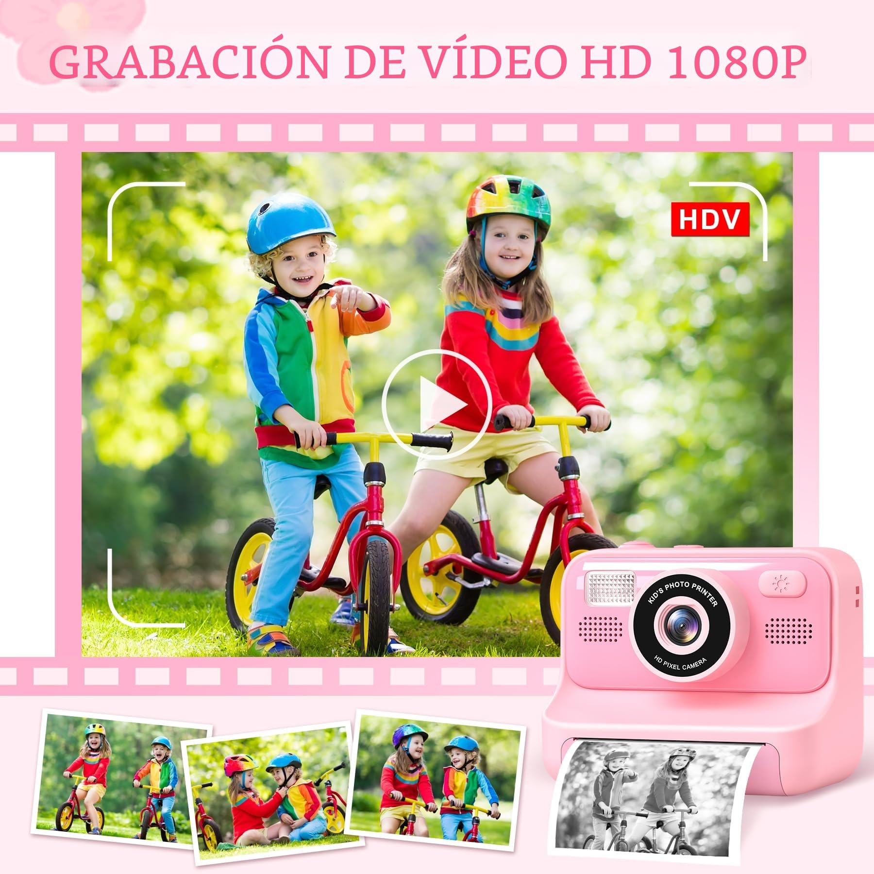 Subtail Camara Fotos Infantil Instantanea - 2,4 1080P Cámara Instantánea para Niños con Papel de Impresión | Tarjeta de 32G - Camara Fotos Infantil Regalos de Juguete para Niños Niñas 3-12 Años