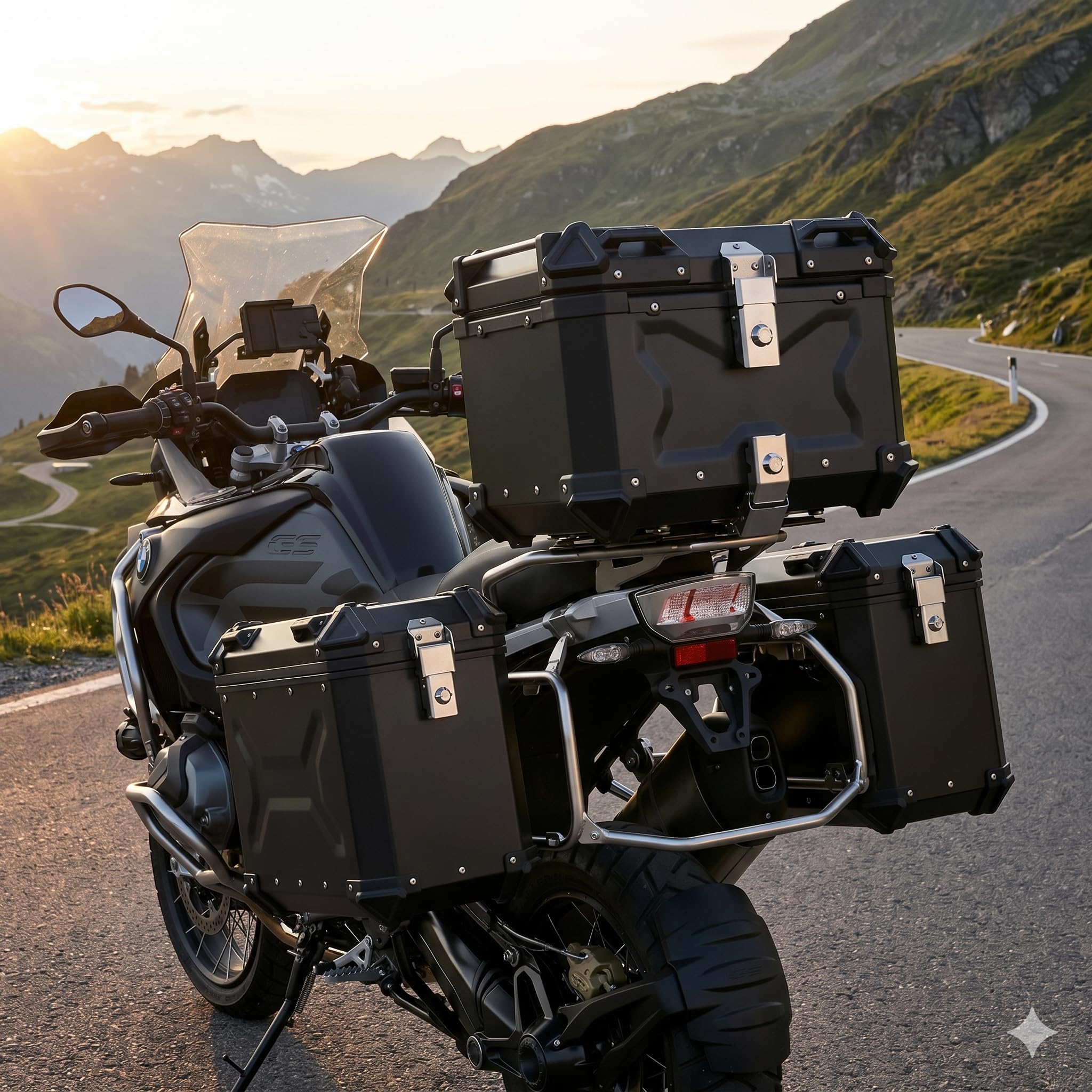 CRUIZER Walizka na kuferek motocyklowy skuter tylny aluminiowy anodowany 45L czarny z tylną poduszką