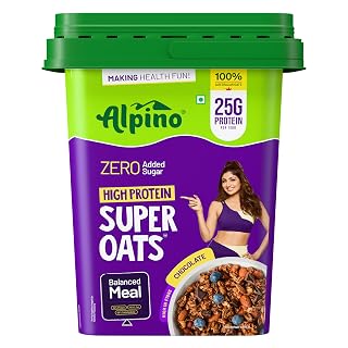 ALPINO 25g High Protein Super Oats Chocolate 2.5kg – Rolled Oats with Peanut Butter, Cocoa, Nuts & Seeds – Zero Added Sugar & Salt – Source of Dietary Fibre & Healthy Fats