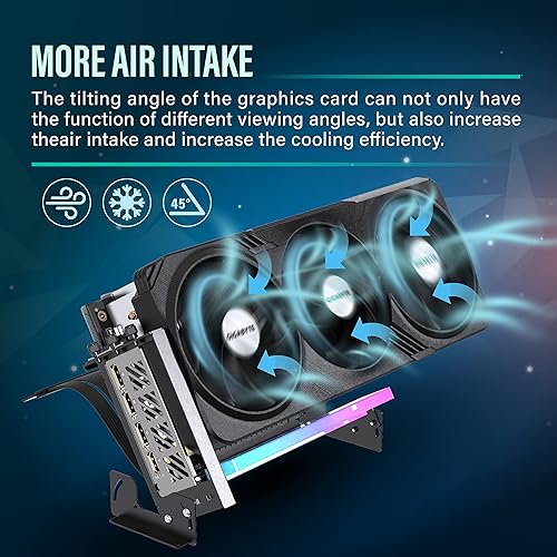 Miniatura 6 de EZDIY-FAB Soporte de montaje de GPU PCIe 4.0 con módulo LED ARGB, ajuste multiángulo con cable elevador, compatible con RTX4090, 4080, 4070ti, color