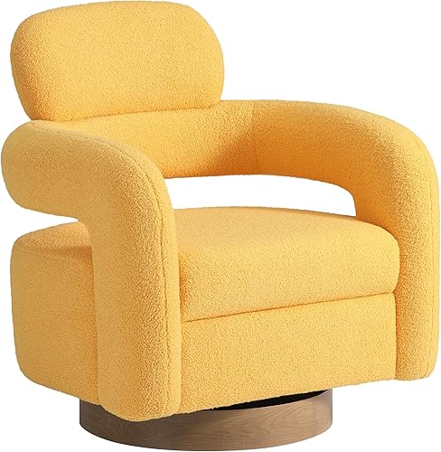 WestinTrends Alexandria Mid-Century Modern Sherpa - Silla giratoria con diseño de barril dorado