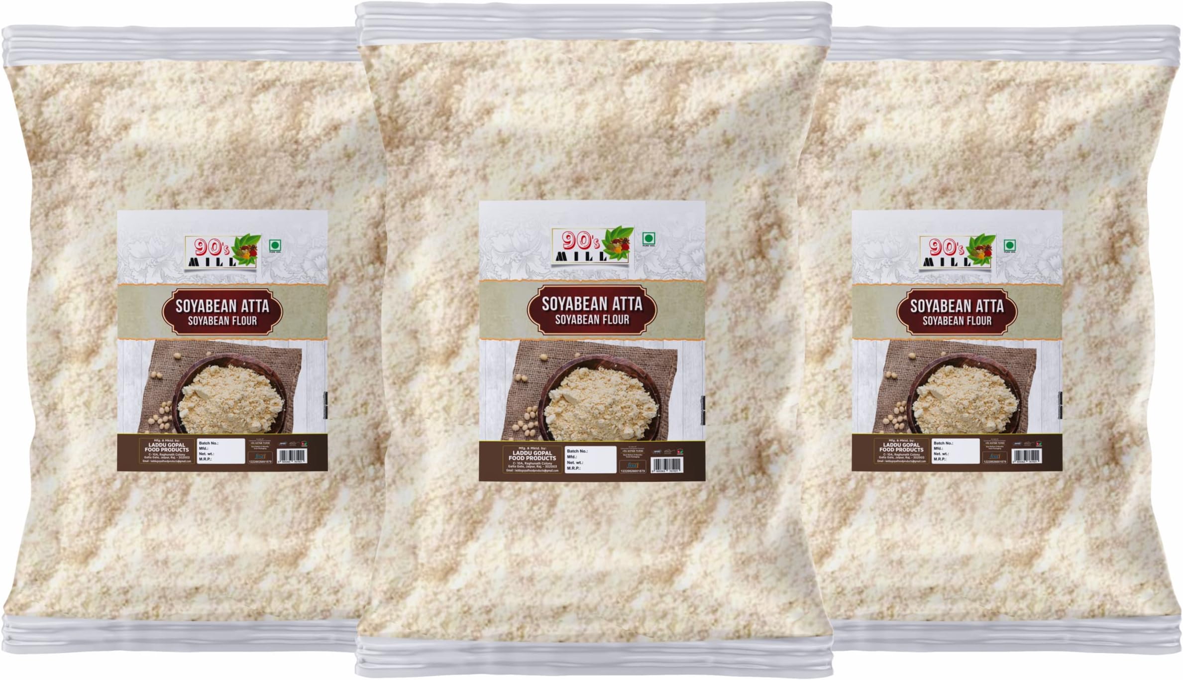 Soyabean/Soja Bean/Soya Bean/Miracle Bean/Glycin Max/Soya/Soy/Atta/Flour High in Fibre-1440g(480g*3Pkt)