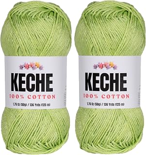 Cotton Yarn - 100% Cotton Yarn for Crocheting and Knitting, Mercerized Cotton Amigurumi Yarn Fine-Sport 2 1.76 oz (50g) / 136 Yrds (125 m) 2 Skeins - Mint
