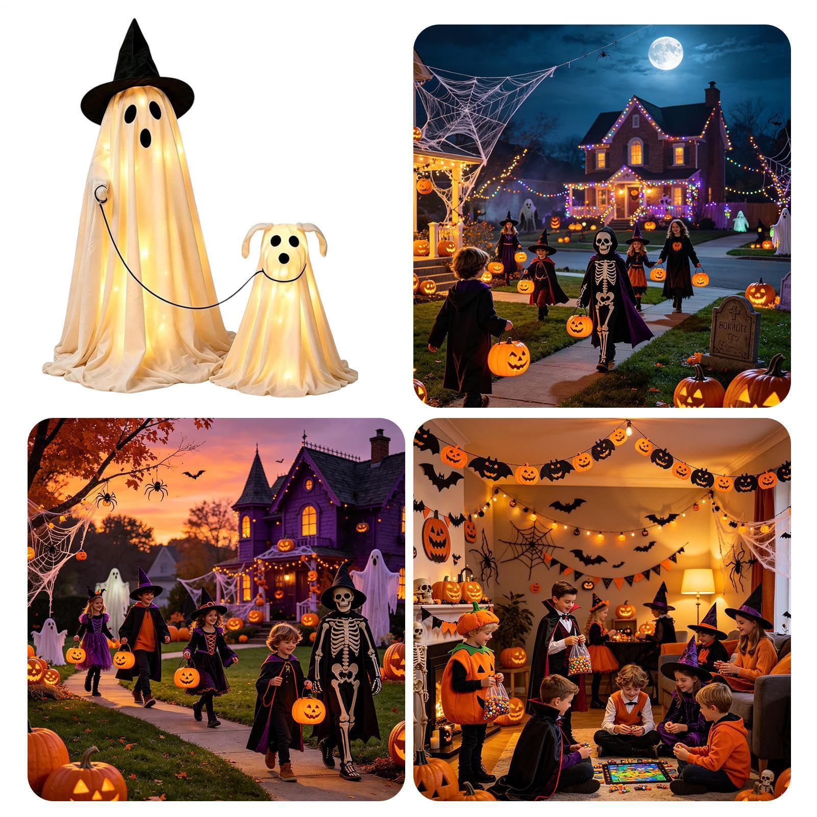 Decorazioni Halloween Esterno Spettrali Ornamenti Da Prato Con LED A Caldo | Set Di Decorazioni Halloween Fantasmi E Streghe Per Giardino Ingresso Soggiorno Festa Vacanze