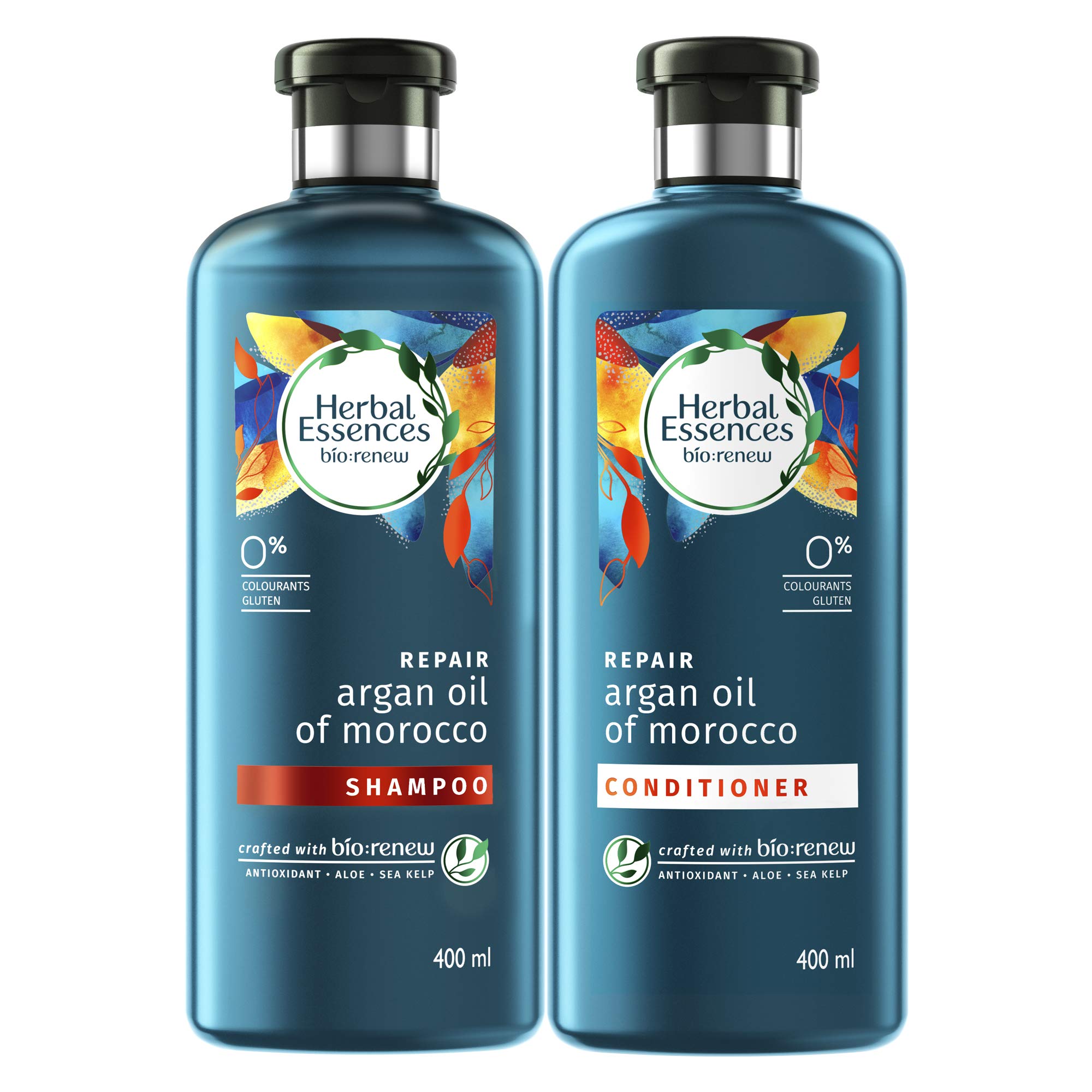 Herbal Essences bio:renew Argan Oil of Morocco CONDITIONER, 400ml | No Parabens No Colourants & Herbal Essences bio:renew Argan Oil of Morocco SHAMPOO, 400ml