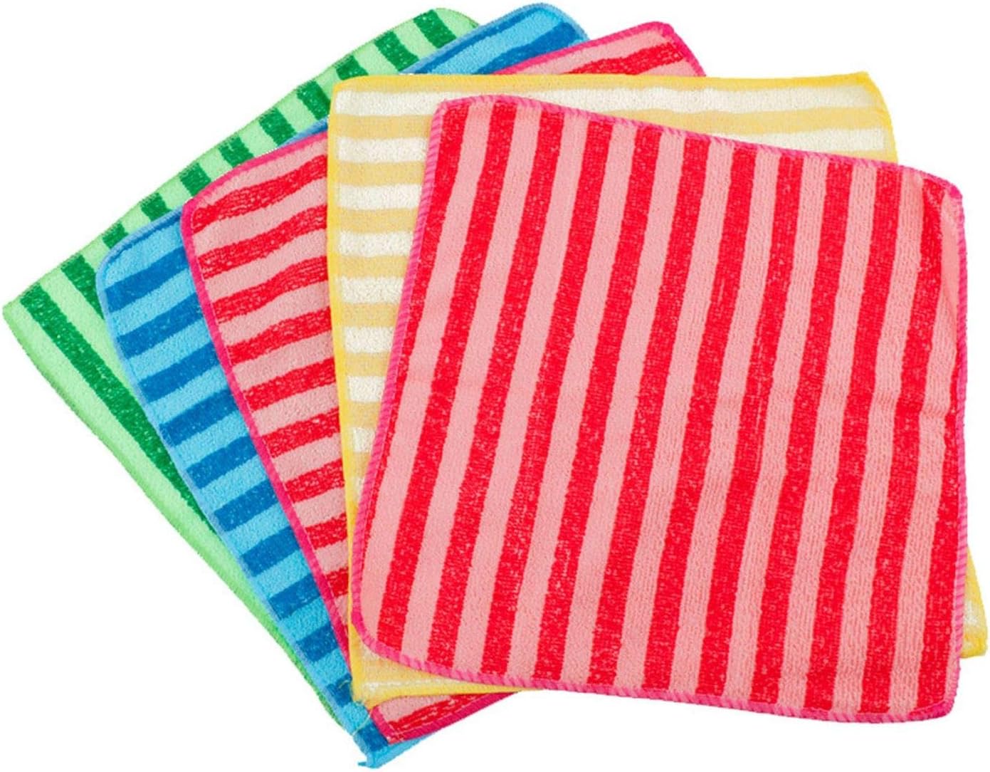 Rags,5Pcs Set Cleaning Wiping Fiber Multiple Color Striped
