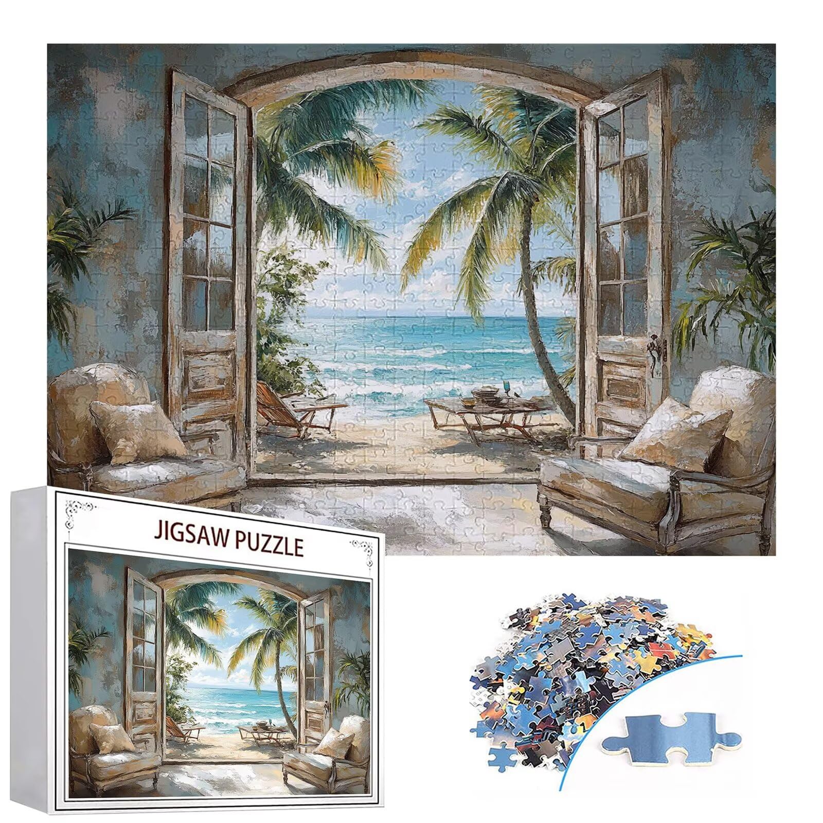 Puzzle 3000 Sztuk Plaża Puzzle dla dorosłych Krajobraz 122x81cm Unikalne Rzemiosło Klasyczne 3D Drewniane układanki do rodzinnych gier aktywnych, układanka zrób to sam do dekoracji ścian domu
