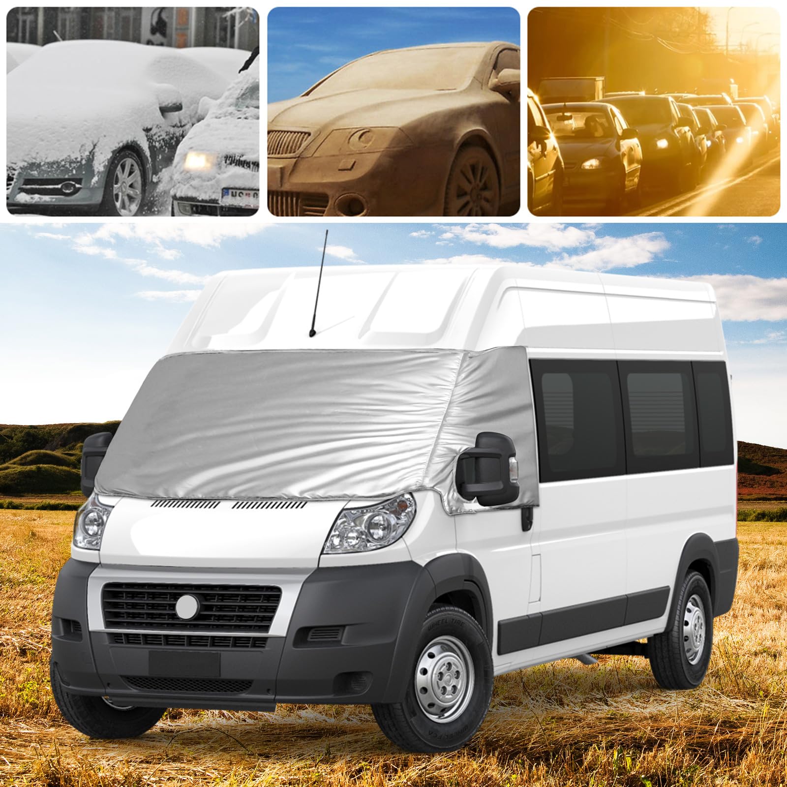 Parabrezza Wrap Cover Sostituzione per Fiat Ducato 2006-2022, Copertura Avvolgente per Parabrezza Anteriore Sostituzione per Peugeot Boxer und Citroën Jumper, Telone di Protezione Parabrezza