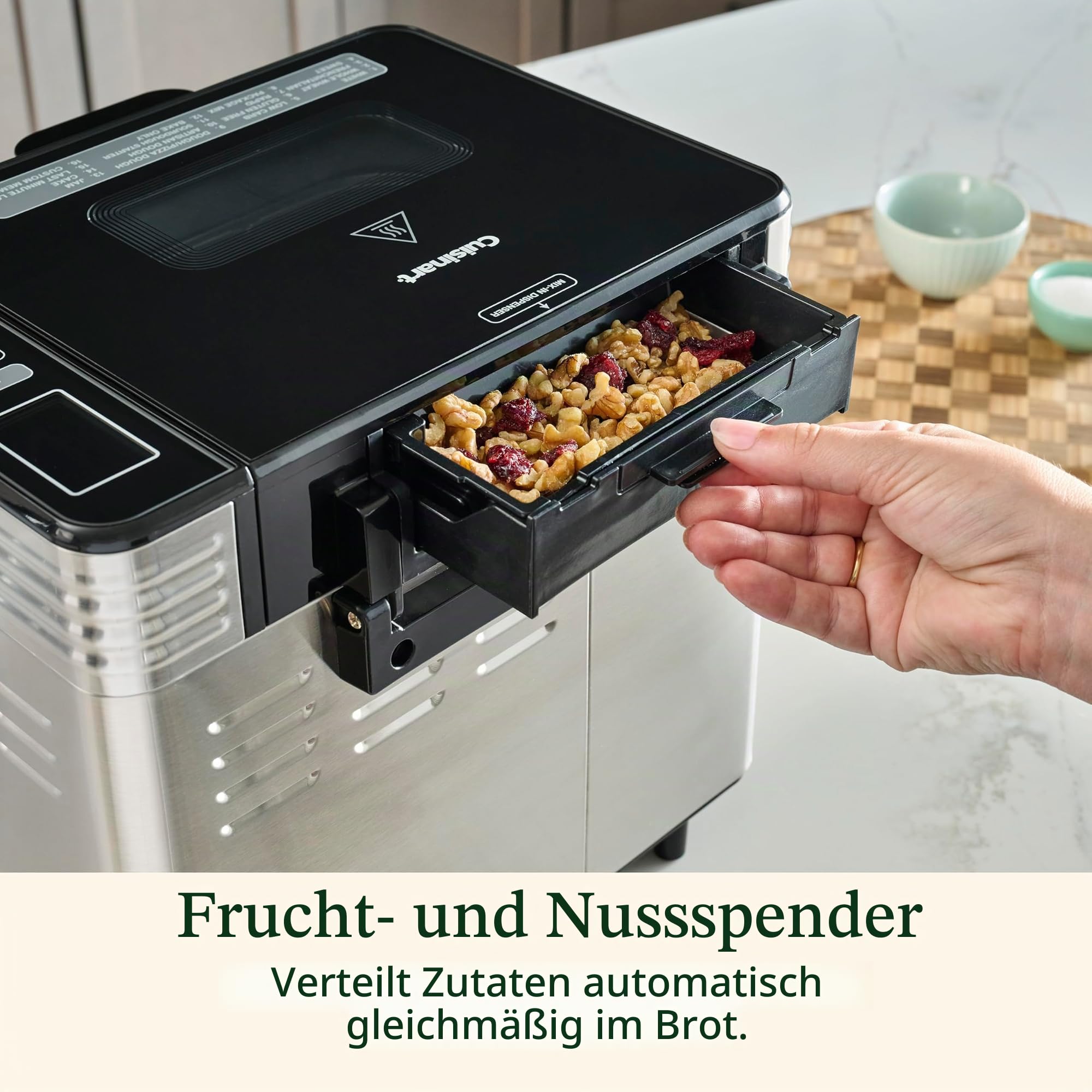 Cuisinart Brotbackmaschine, Edelstahl-Konvektionsbrotmaschine mit 16 Menüoptionen, 3 Kastengrößen bis zu 0,9 kg, 3 Krustenfarben, inklusive Messbecher, Löffel und Knethaken, CBK-210