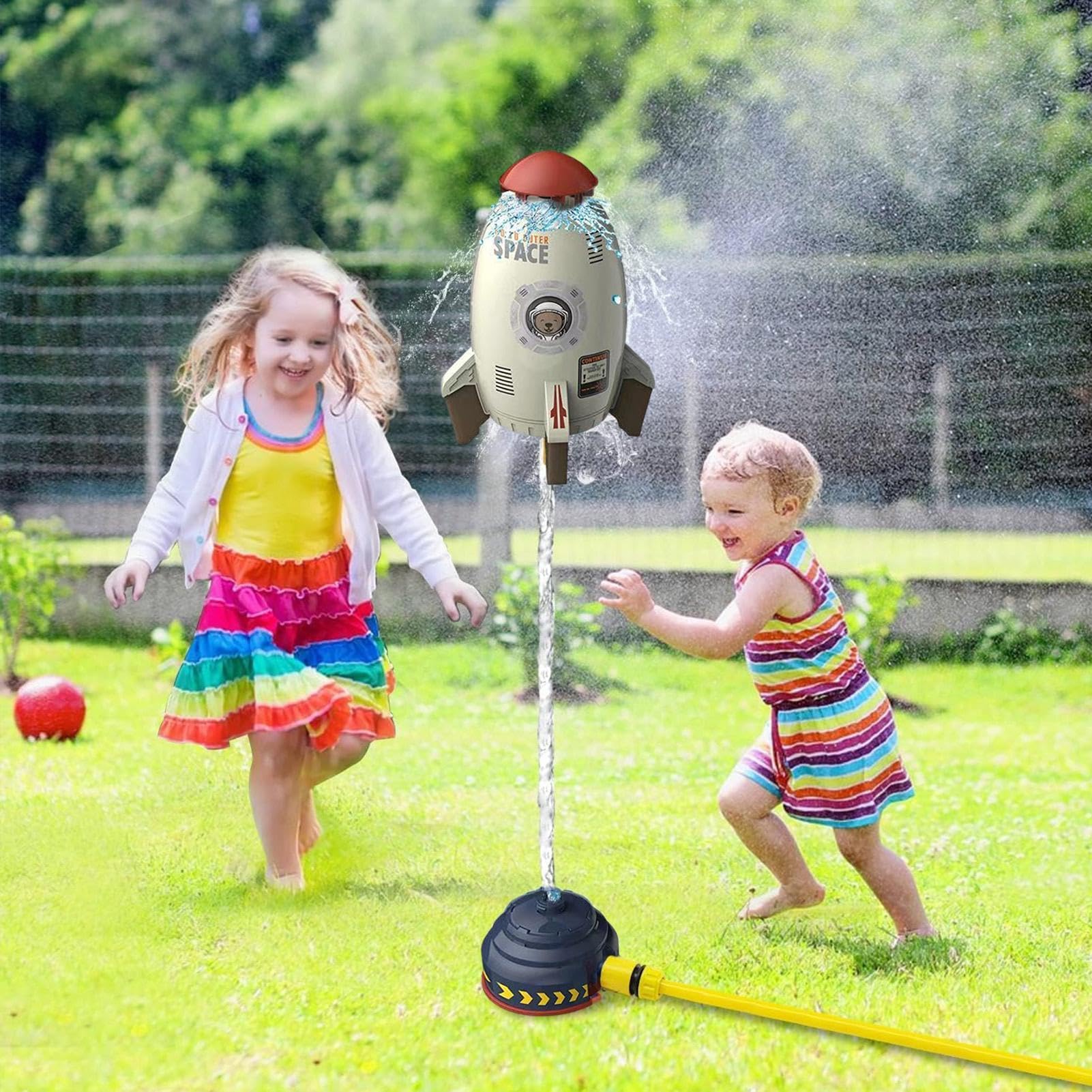 Wasserrakete Sprinkler Spielzeug, Rakete Wasserspielzeug Kinder Outdoor, Wasser Rocket Garten Spielzeug mit Schlauchverbinder, Lustiges Rakete Wassersprinkler Kinder Outdoor, für Jungens & Mädchen