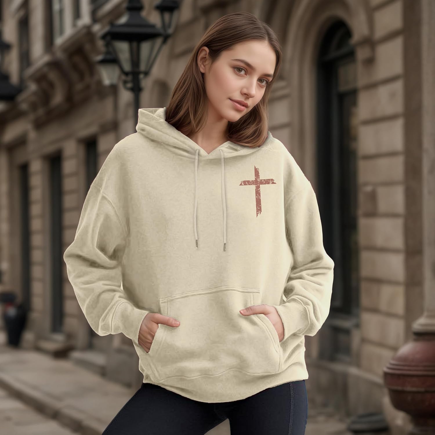 Faith Sweatshirts for Women Christian Sweatshirt Jesus Cross Graphic Shirt Bible Verse Religious Hoodie Pullover Tops - Image 2