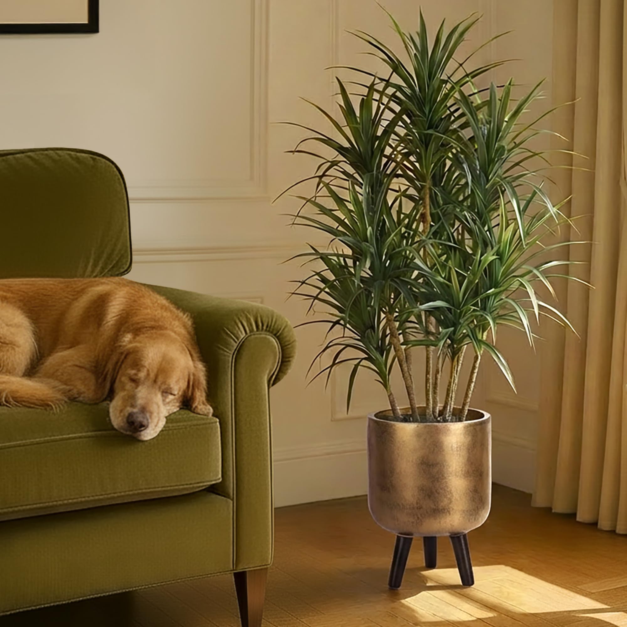 IDEALIST Plant Pots 20cm Indoor Plant Pot, Reinforced Stone, Gold, 7.5L