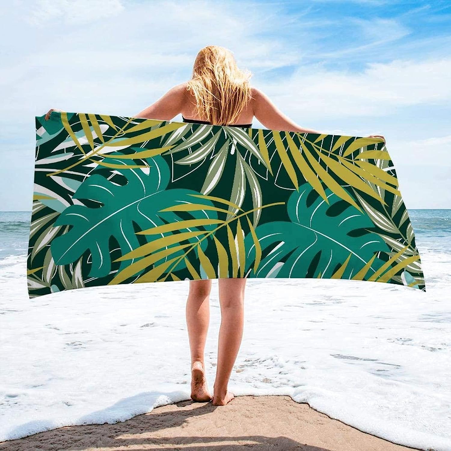 Serviette De Plage 3D Plantes Tropicales, Serviette De Bain 150 X 200 Cm Microfibre À Séchage Rapide, Serviettes De Plage Enfant Femme Homme Drap De Plage pour Natation Picnic -3I1C+W9Y