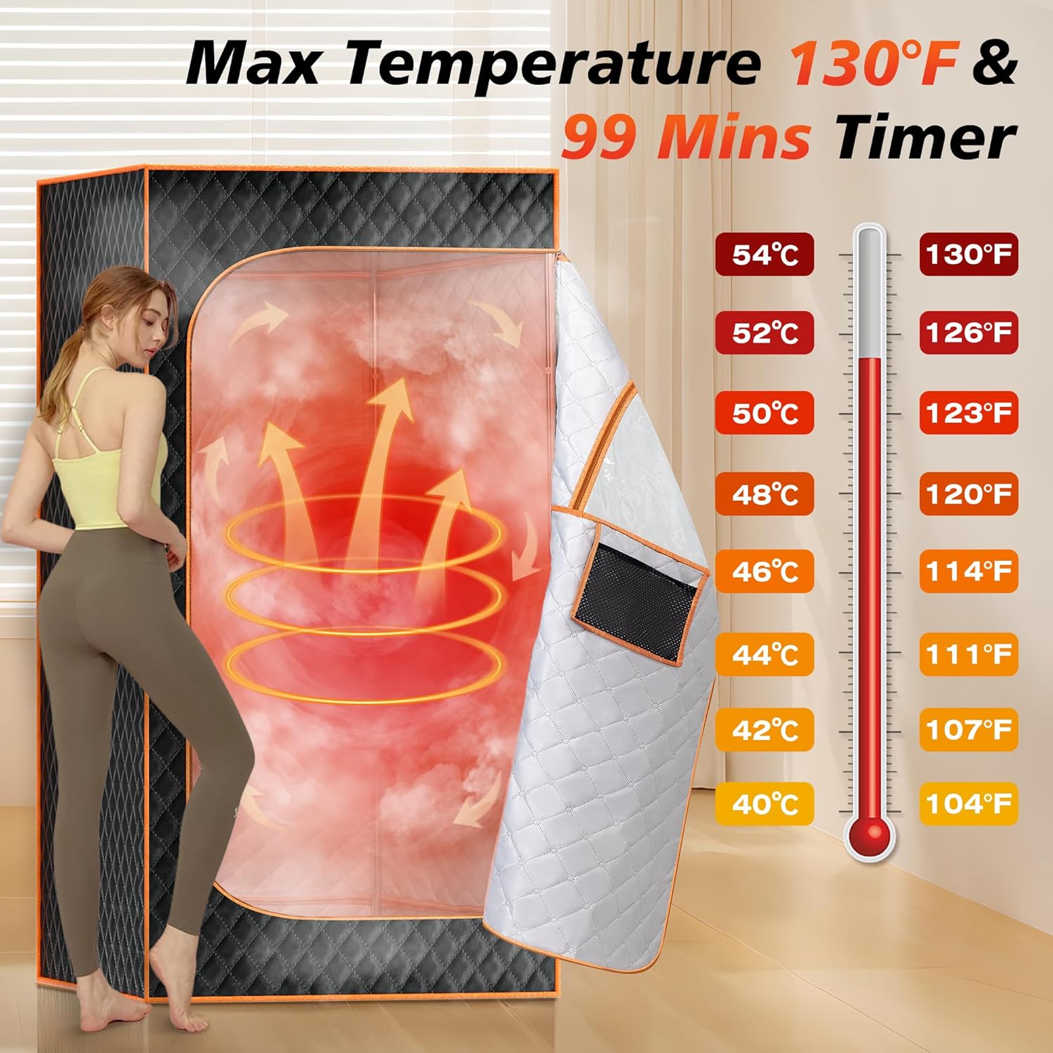 Portable Sauna Box, Personal Steam Sauna for Home with Steamer, Remote Control, Folding Chair and Mat, Portable Steam Sauna Tent, Home Spa for Relaxation