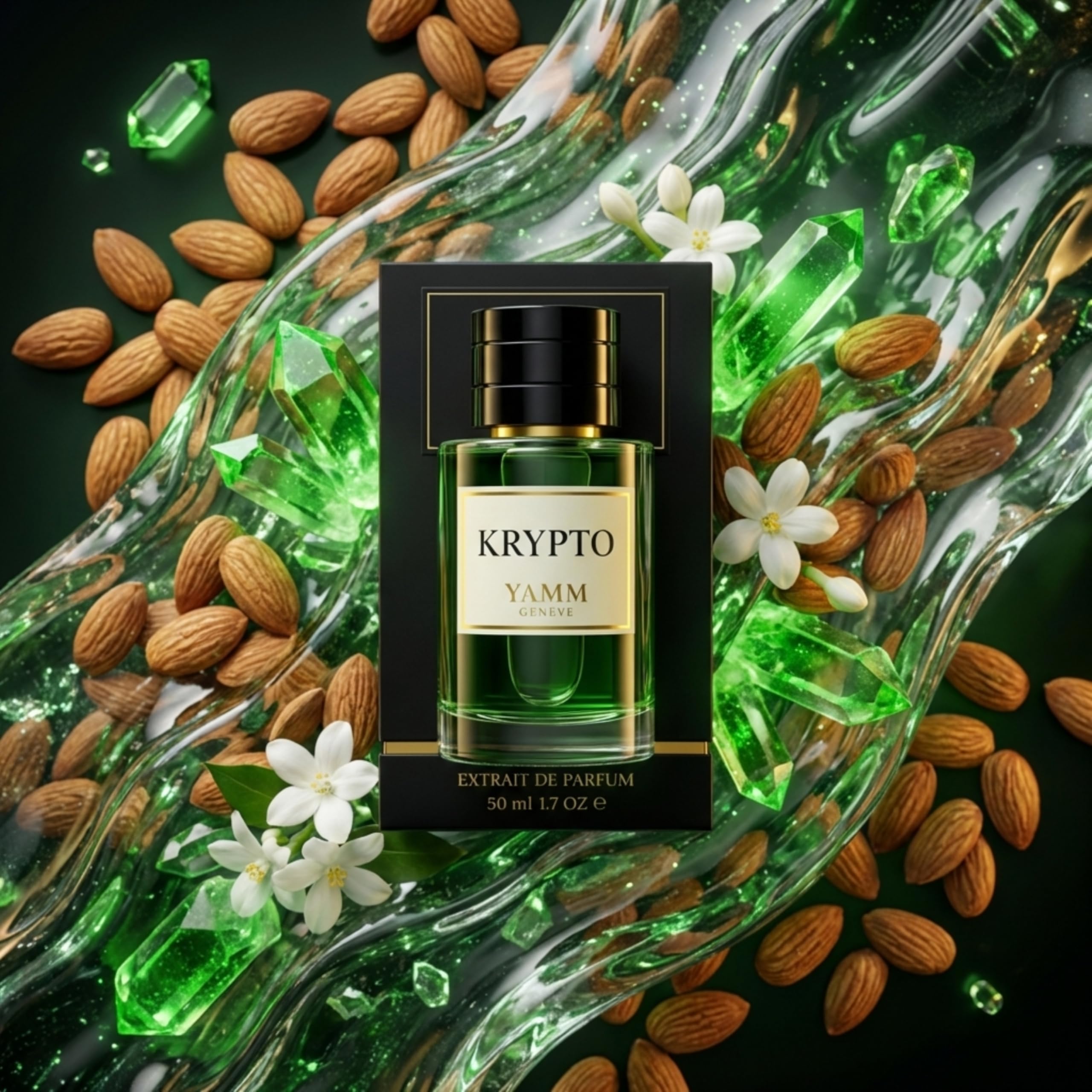 Krypto | Extrait de Parfum 50 ml | Parfum Mixte Homme & Femme | Notes Amande & Jasmin | Luxe & Longue Tenue