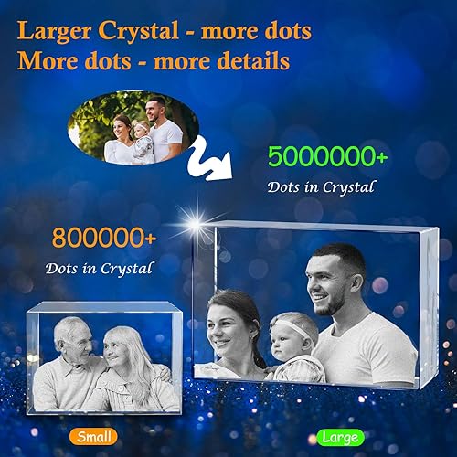 Miniatura 6 de Foto de cristal 3D personalizada, marco de fotos de vidrio grabado con láser, gran aniversario, cumpleaños, Navidad, regalos conmemorativos para