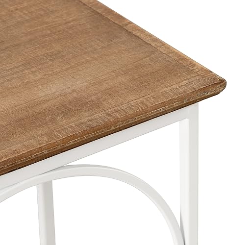 Miniatura 16 de Kate and Laurel Anthea Coastal - Mesa de cóctel de 12 x 12 x 26 pulgadas, color marrón rústico y blanco, mesa decorativa de dos niveles para