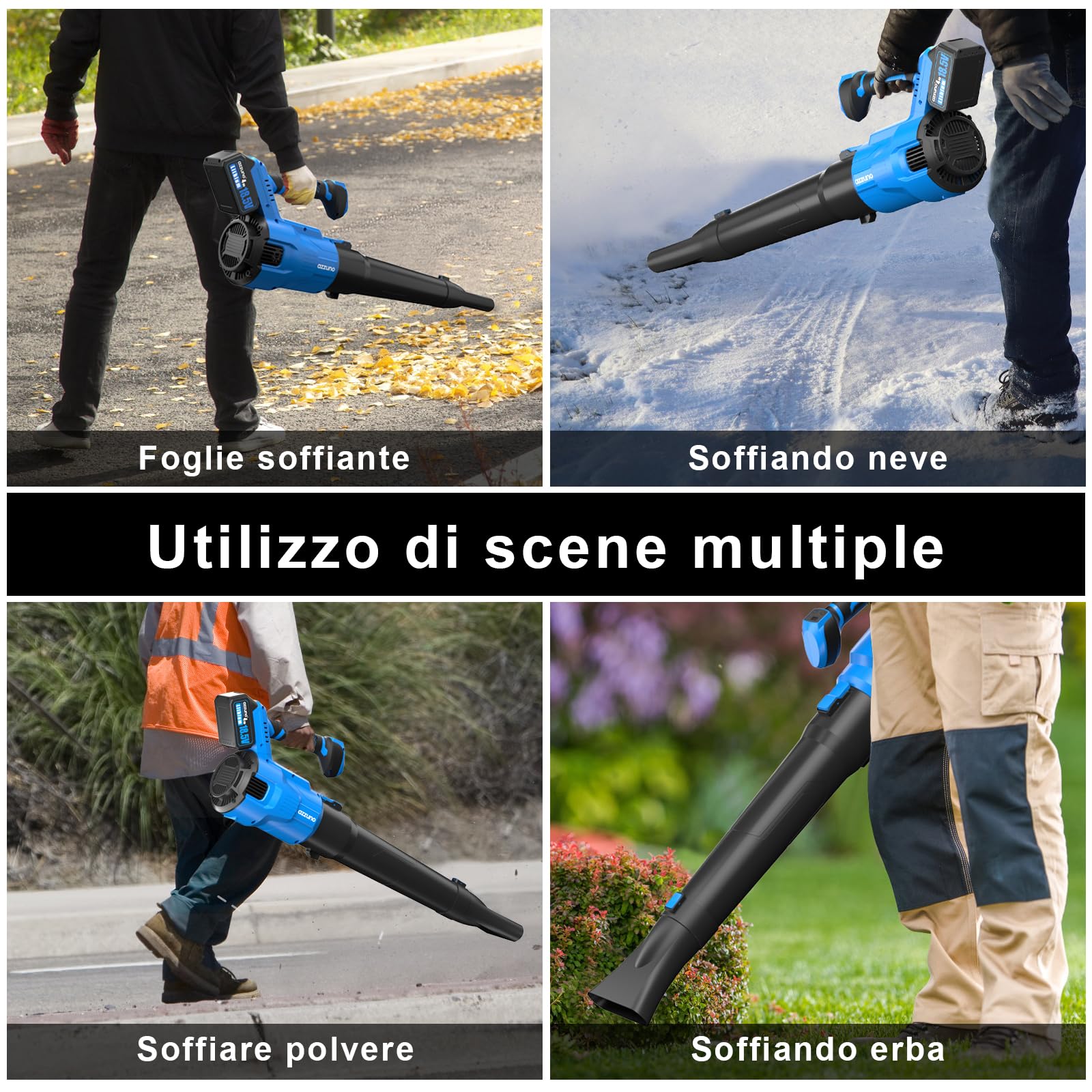 Soplador de hojas inalámbrico sin escobillas, soplador eléctrico de 3 velocidades y 580 CFM con 2 baterías de 4.0 Ah y cargador, para el cuidado del césped, patios, hojas y polvo