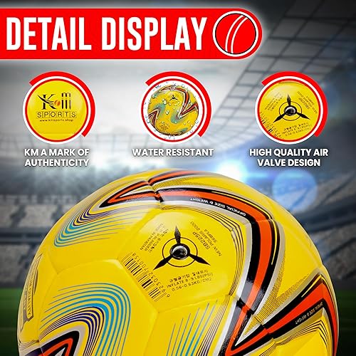 Miniatura 7 de Balón de fútbol de alta calidad, tamaño y peso oficiales, piel sintética duradera, cosida a máquina, resistente al agua, perfecta para