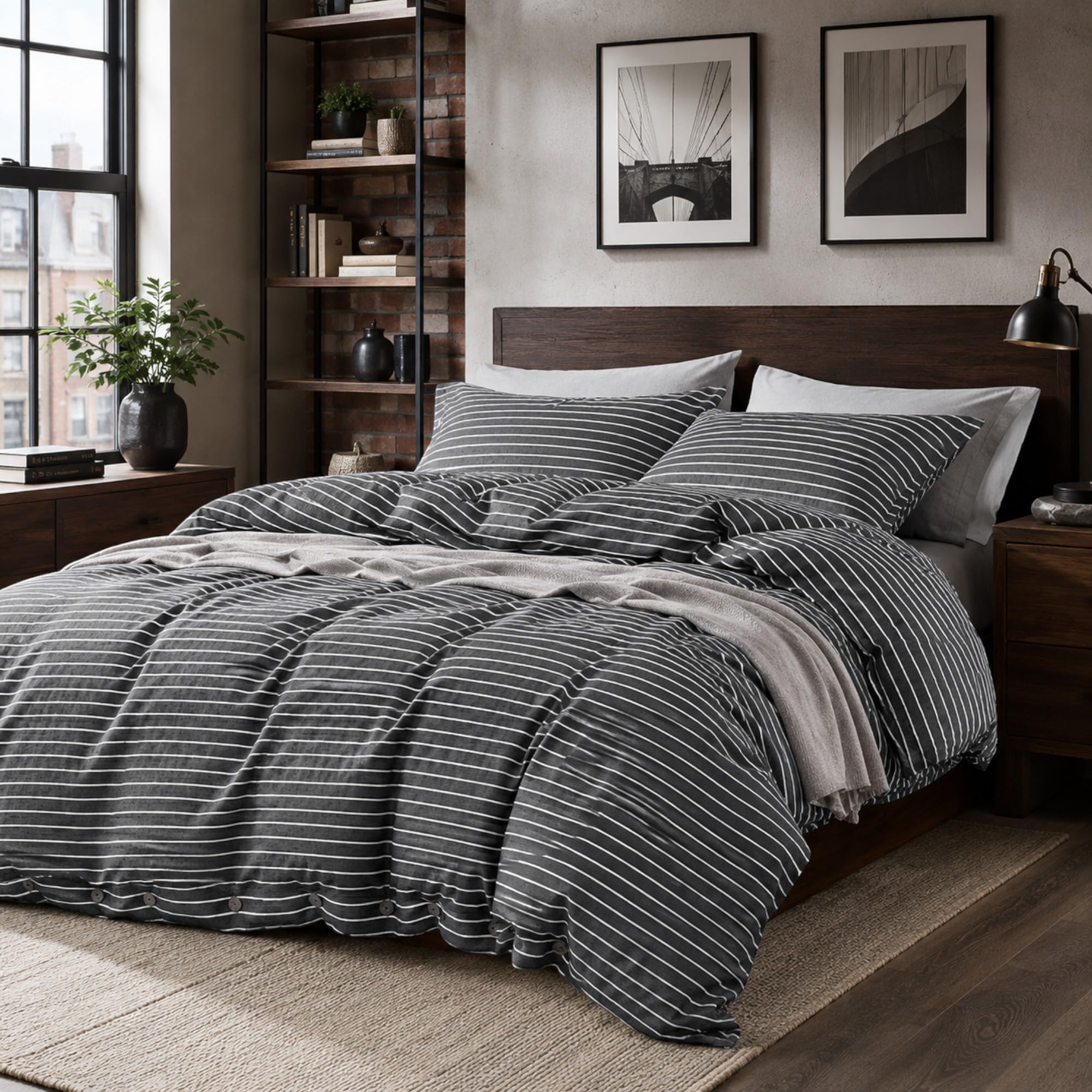 Grace - Duvet Cover Set - Double - Charcoal