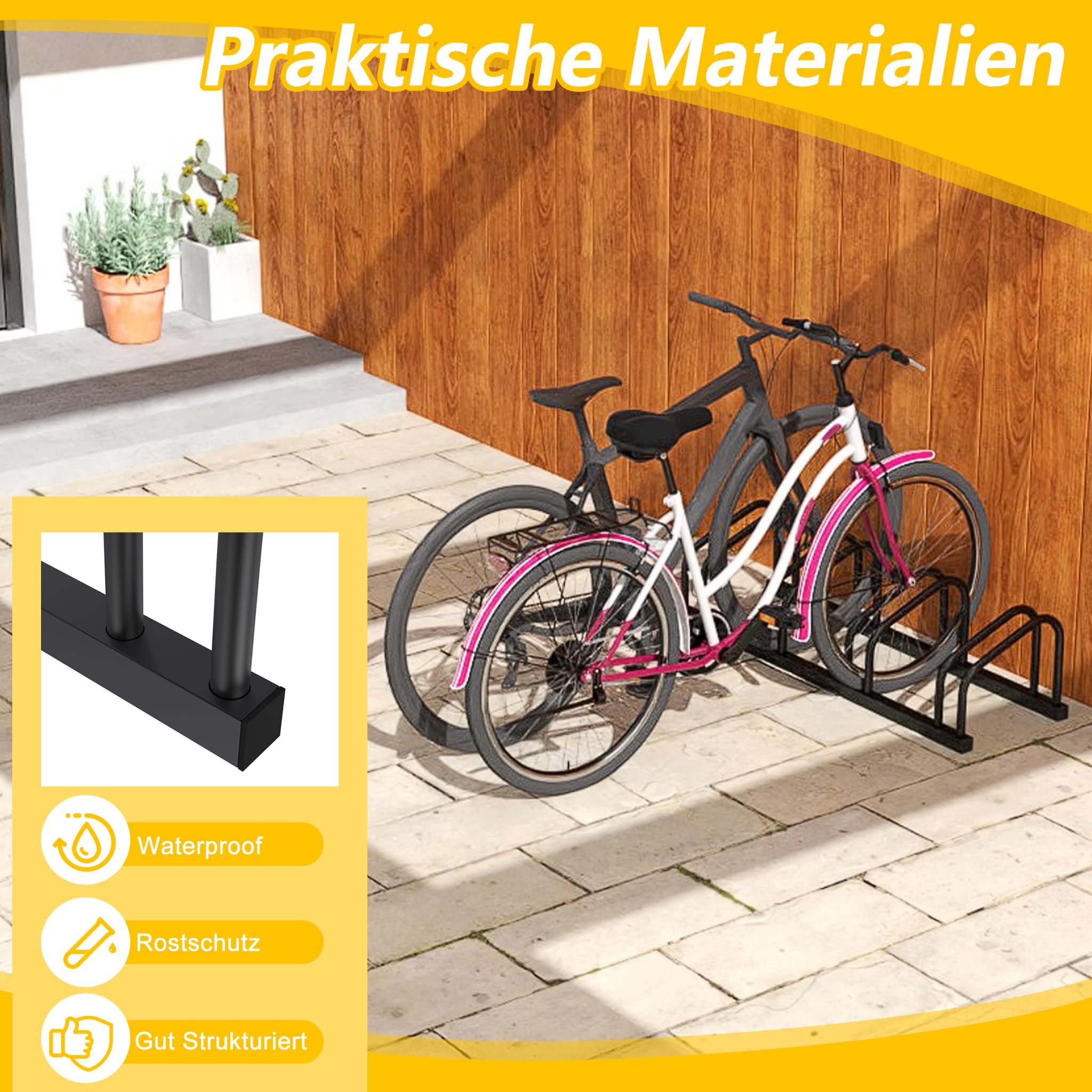 Aufun Supporto per bicicletta in acciaio legato con viti, per garage, bicicletta (per 8 biciclette, nero)