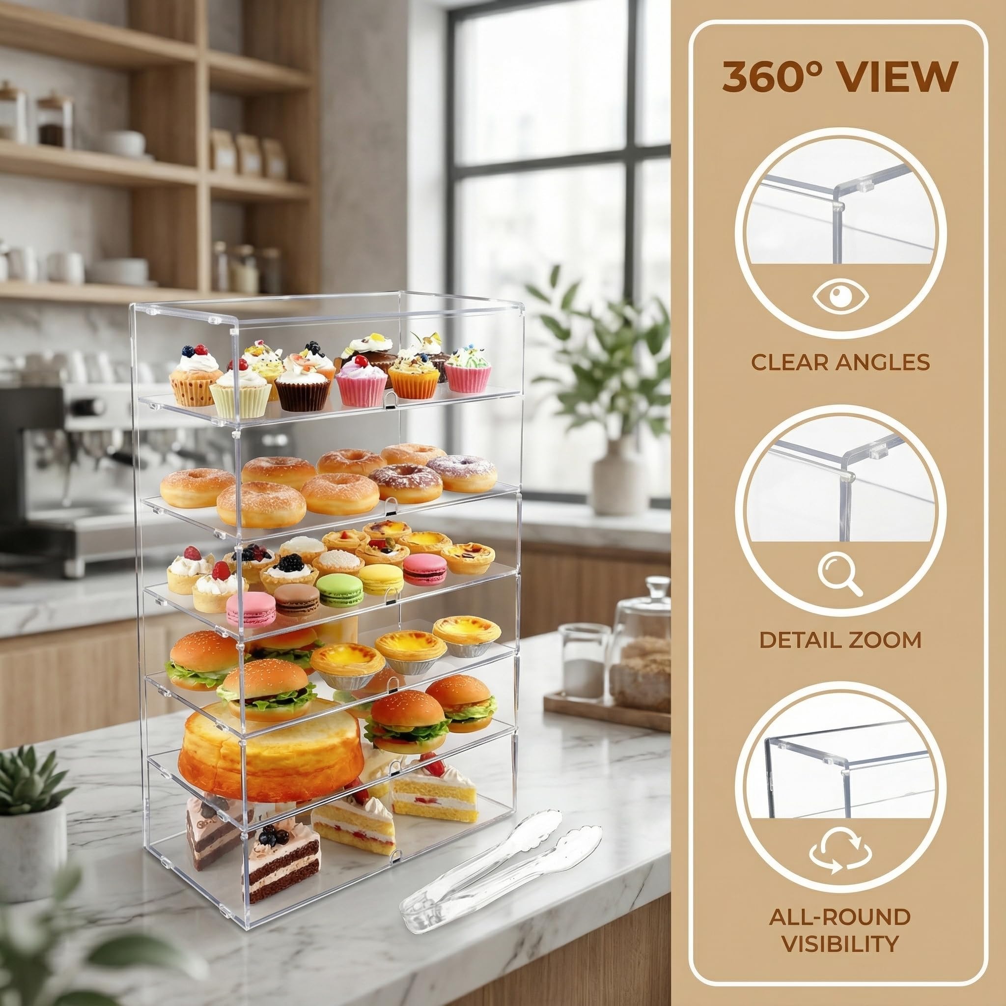 vetrina per pasticceria espositiva da banco a 6 ripiani | Contenitore ideale per la custodia di cosmetici, bagno e figurine da giocattolo
