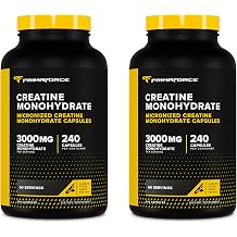 Primaforce Creatine Monohydrate Capsules - 240 Capsules, 3,000mg per Serving, Gluten Free and Non-GMO Pack of 2