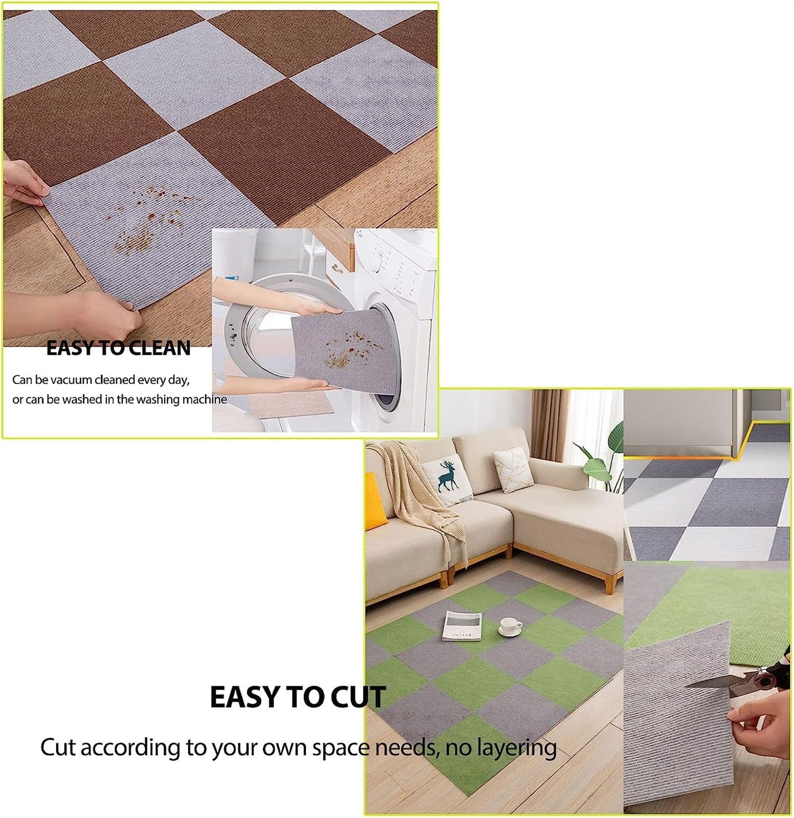 Moqueta autoadhesiva, Losetas de moqueta muestran protección del suelo | 30 piezas(Green)
