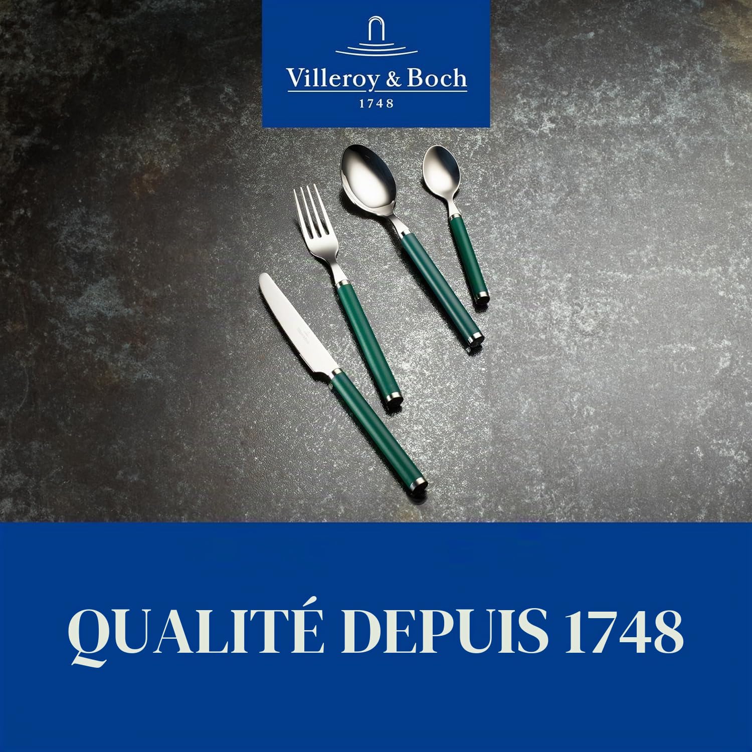 Villeroy & Boch Play! Green Garden Couverts de table pour 6 personnes, 30 pièces, Inox, Manche en plastique vert