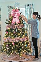 Vista 3 de Threetols 2pcs Breast Cancer Awareness Wreath Bows, Pink White Buffalo Plaid Bows for Wreath Pink Leopard Bows for Front Door, Pink Butterfly Tree