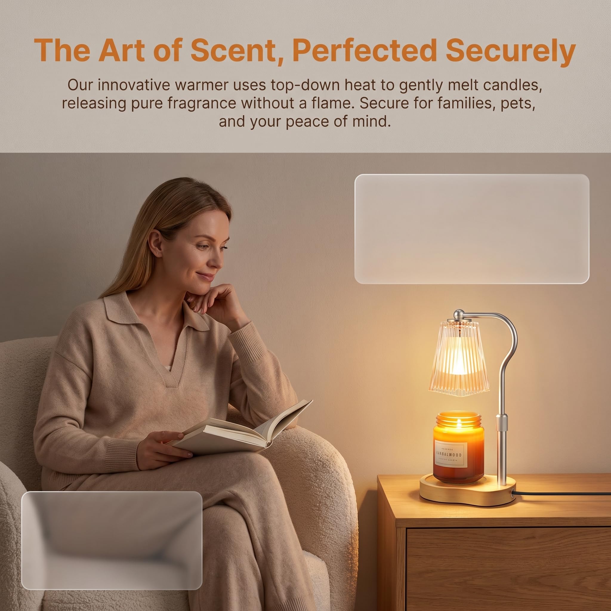Candle Warmer Lamp, Kid & Pet Friendly Candle Melter, Brightness Control