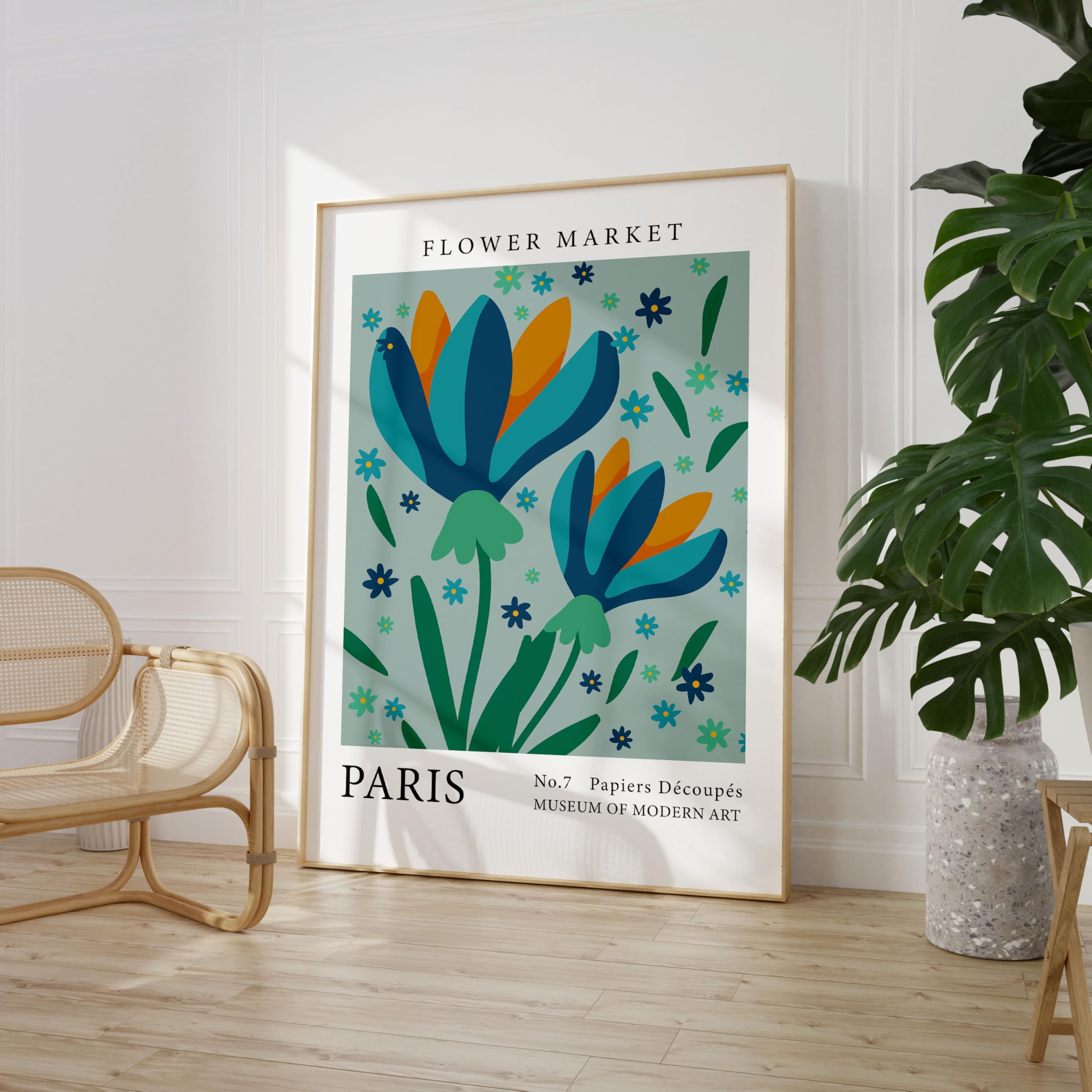 Paris Flower Market Poster Wall Prints Art A5 A4 A3 A2 A1 Maxi Home Decor Unframed Botanical Floral Trendy Artist Matisse Style Artwork - 9133 (A4-210 x 297 mm)