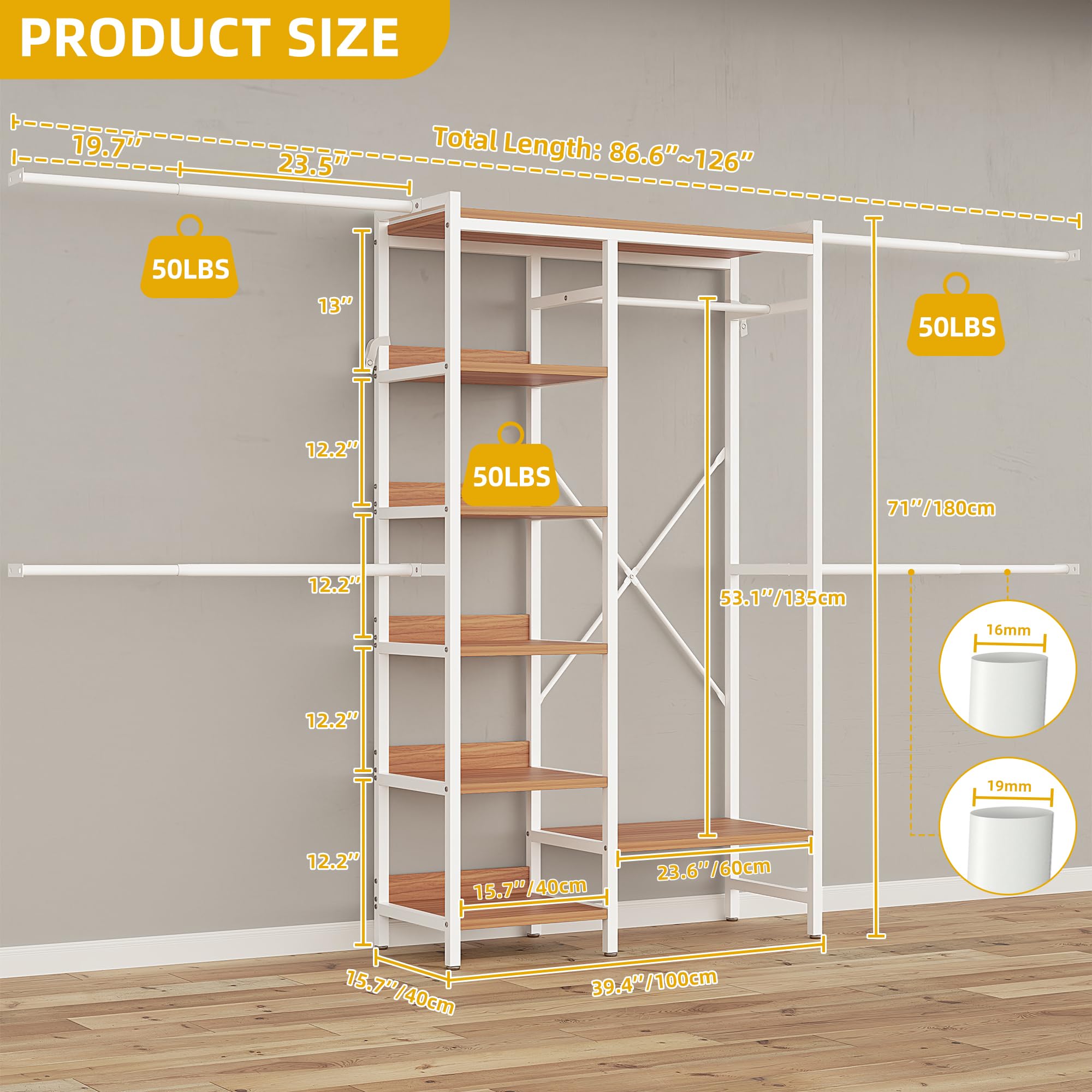 Snapklik.com : DWVO Closet Organizer System, Adjustable Heavy Duty ...